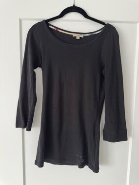 Burberry Black Long-Sleeve Boatneck Top